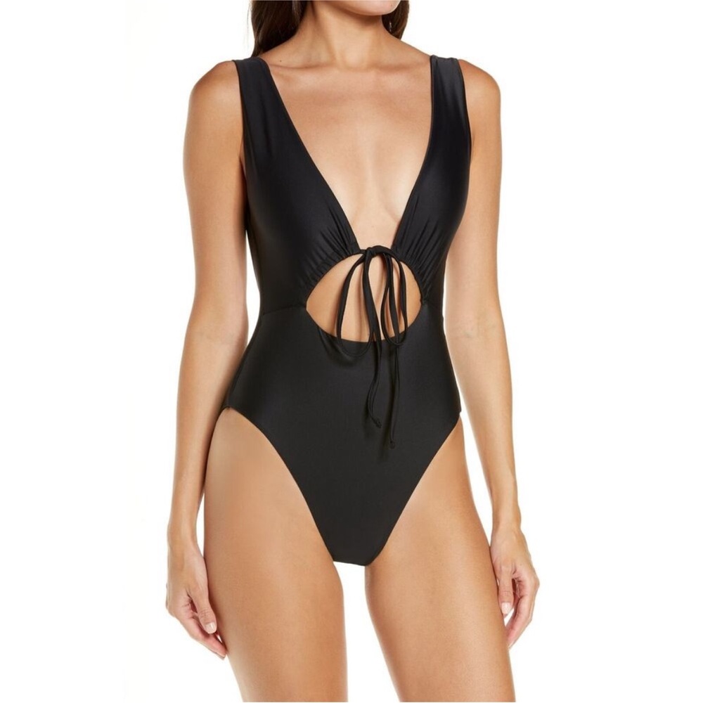 Jade Swim Cava One Piece Swimsuit in Black SZ M NWT